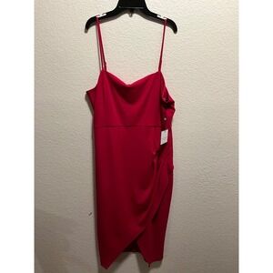 Laundry by Shelli Segal Red Drape Front Midi Dress Size 16